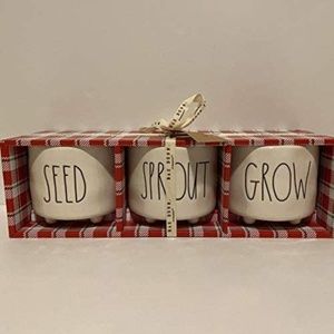 Rae Dunn SEED SPROUT GROW Mini Planter Set of 3
